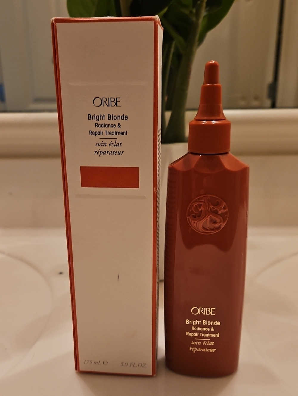 Oribe Bright Blonde Radiance & Repair Treatment - Rust Orange Bottle